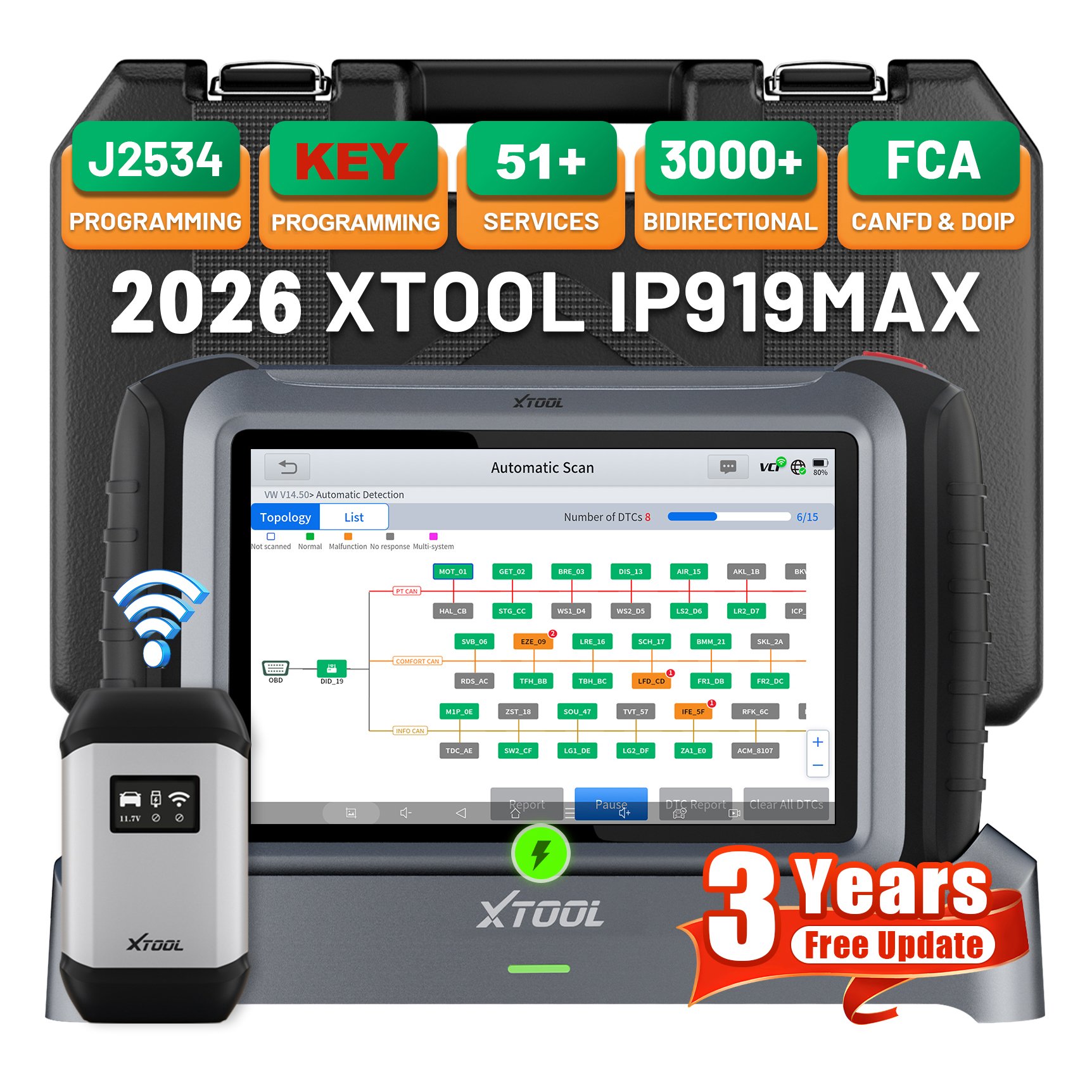 EU 창고 XTOOL IP919MAX J2534 ECU - Car Diagnostic Tool 리뷰 및 가격